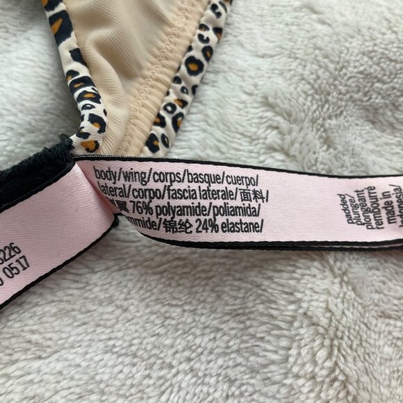 Victorias Secret Sz 32D Bra Leopard Print Plunge Push-Up - Picture 4 of 8